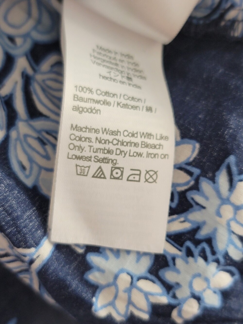 J. Crew XL Navy Blue Floral Peasant Blouse Long Sleeve Shirt 100% Cotton BP805 - Picture 8 of 10